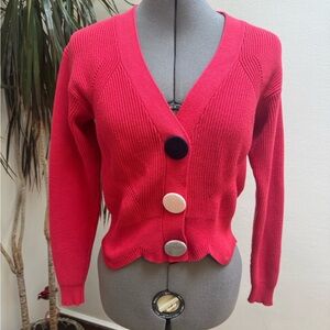 Moth Anthropologie Res Ribbed Cardigan Oversized Buttons Scalloped Hem